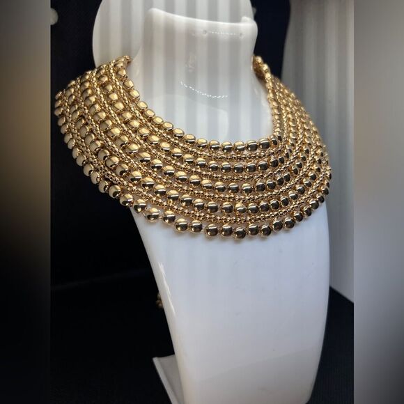 Zara Bold Multilayered Gold Chocker Necklace - Picture 14 of 14